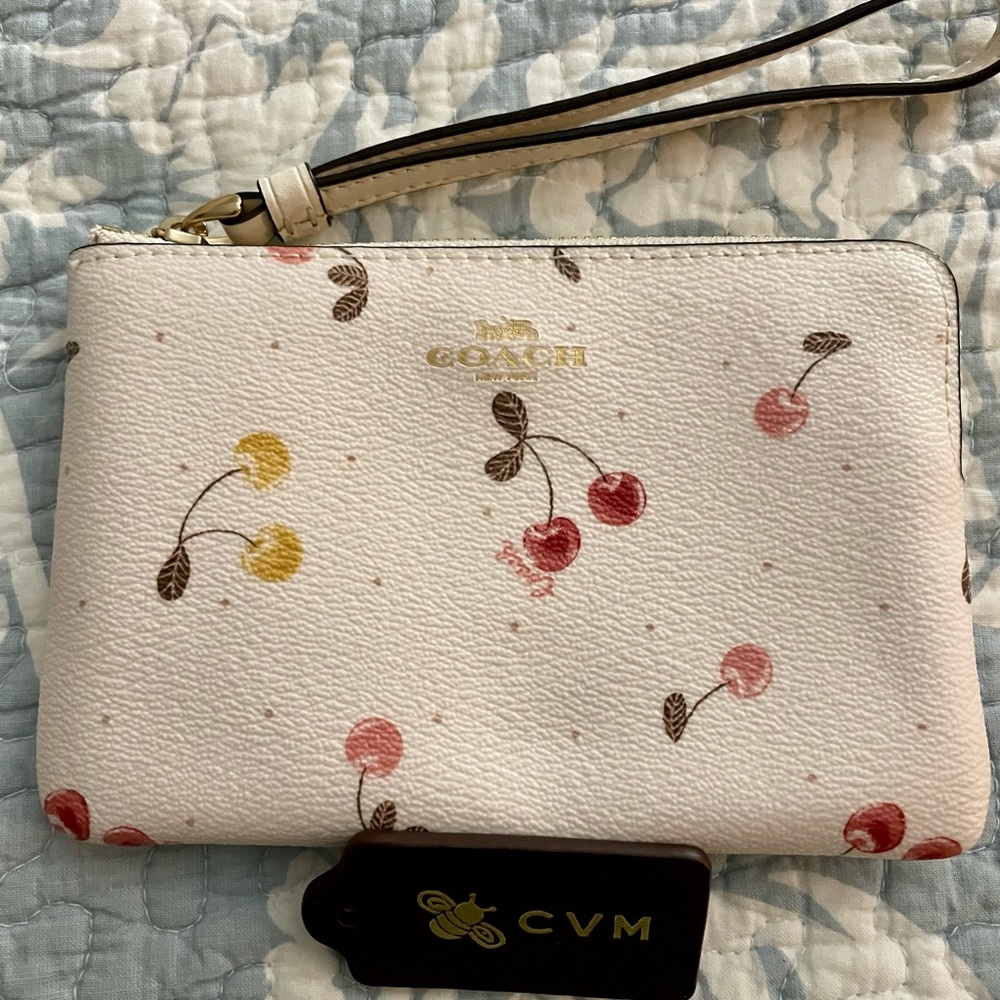 SOLD****Coach Cherry wristlet in chalk